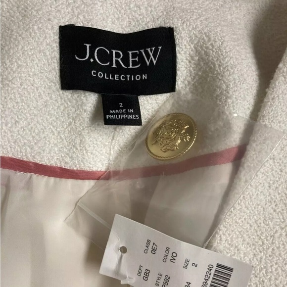 J Crew Collection Alfie Collarless Blazer Ivory Textured Boucle Gold Buttons - Picture 3 of 6